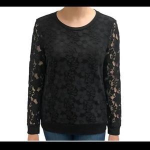 ADRIANNA PAPELL X-LARGE lace sweatshirts, 1 black and 1 Merlot color